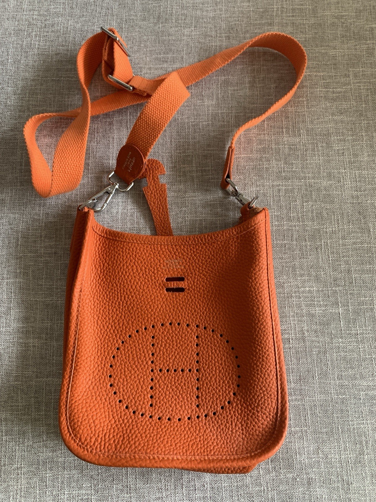 Hermes Shoulder Bag Evelyne Orange Leather Mini