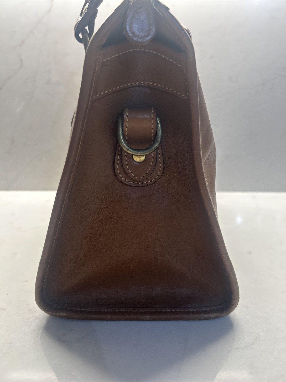 Vintage Ghurka No 16 The Keeper Tan Leather Satchel Bag Top Handle