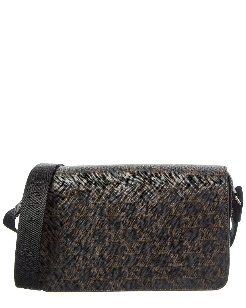 Celine Logo Leather Messenger Bag Women’s Brown