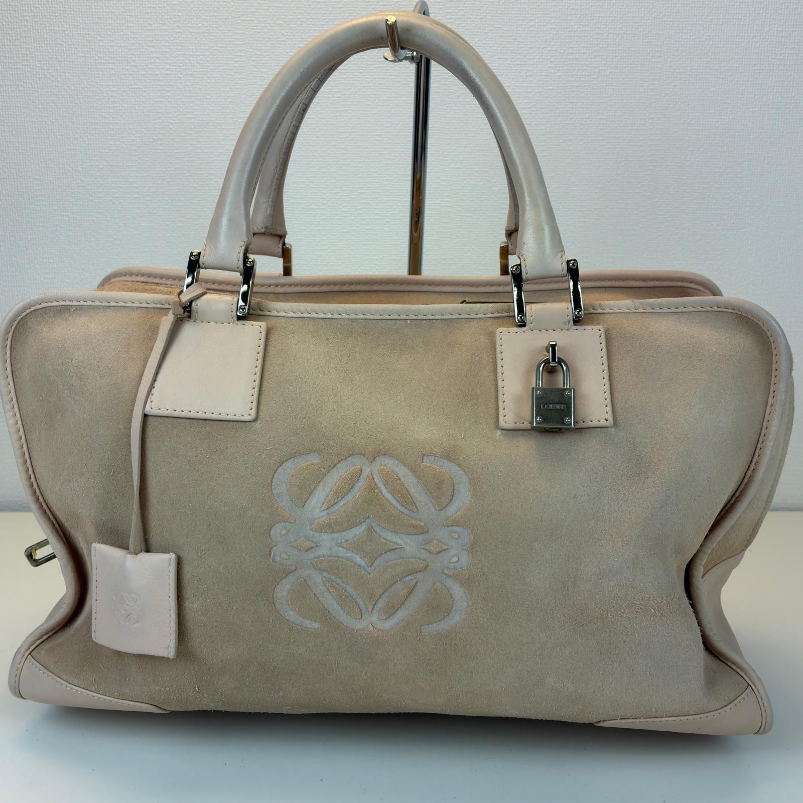 LOEWE Amazona 35 Handbag Suede pink beige