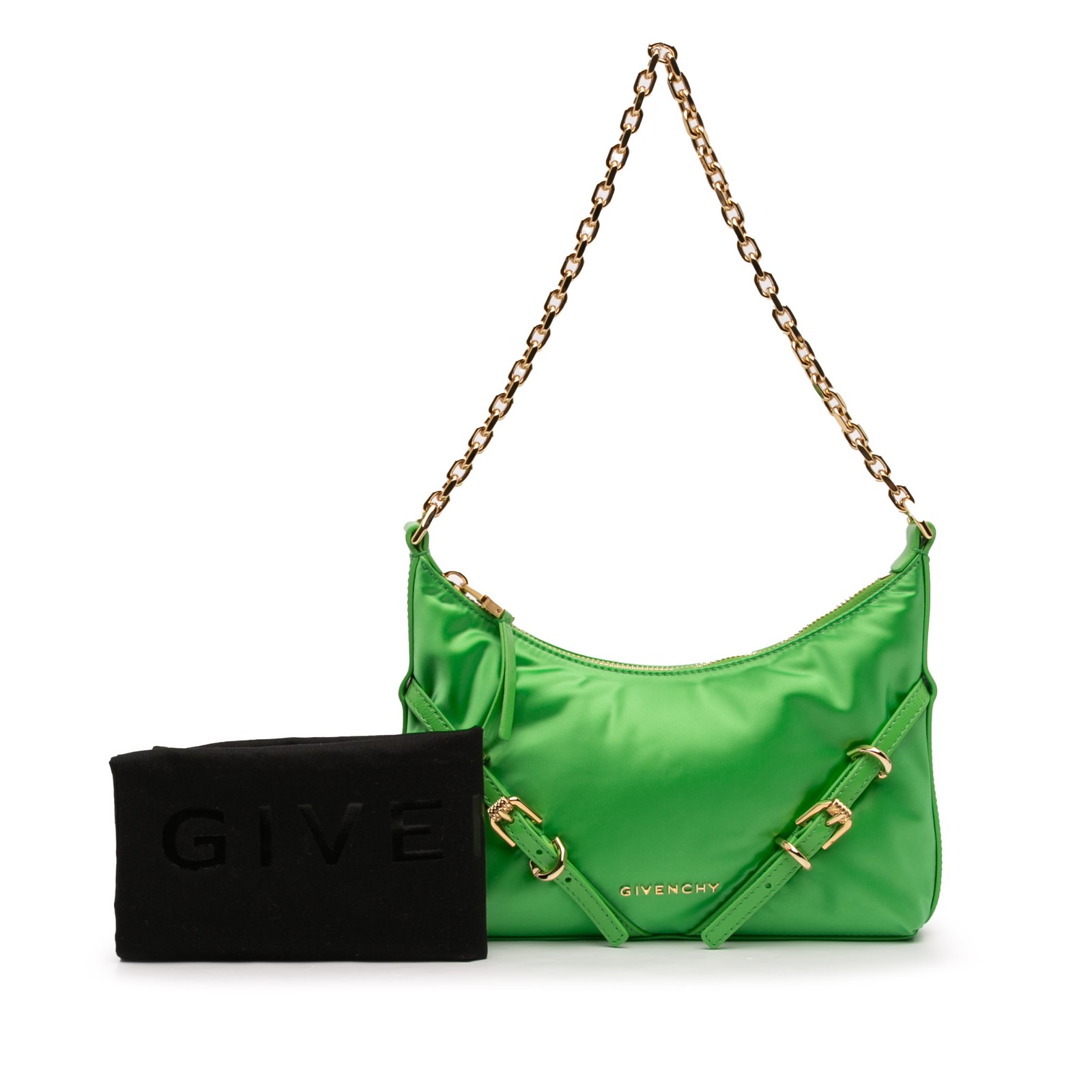 Givenchy Small Satin Voyou Party Shoulder Bag Pre-Loved Lime