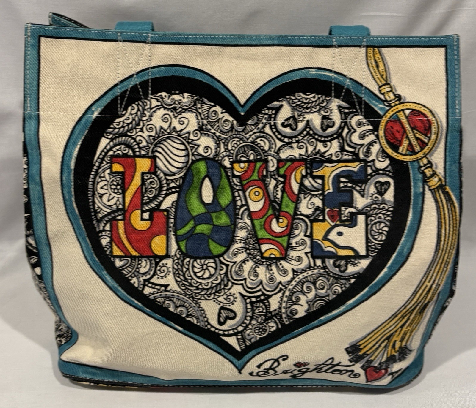 Brighton “SUMMER OF LOVE” by TOM CLANCY Canvas Tote 15.5” X 14,5” X 8” PERFECT
