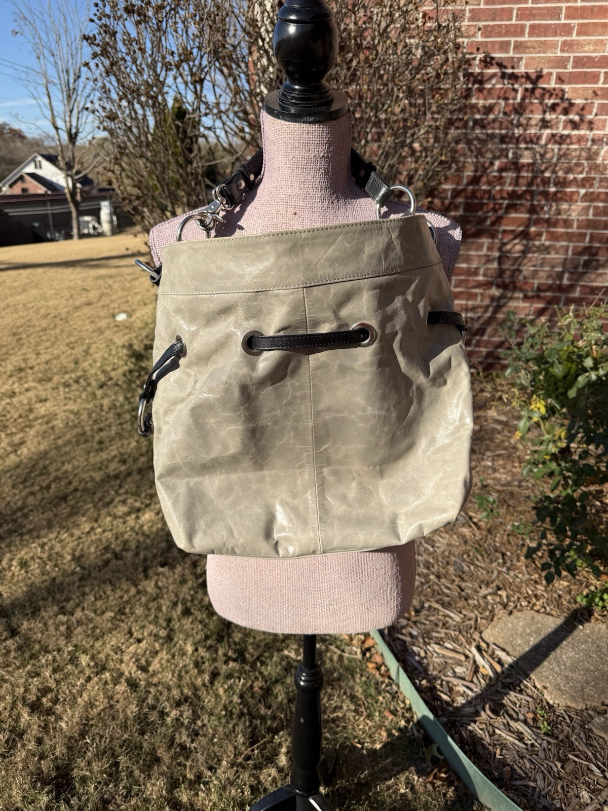 Tano Leather Bag Dove Gray Large Distressed