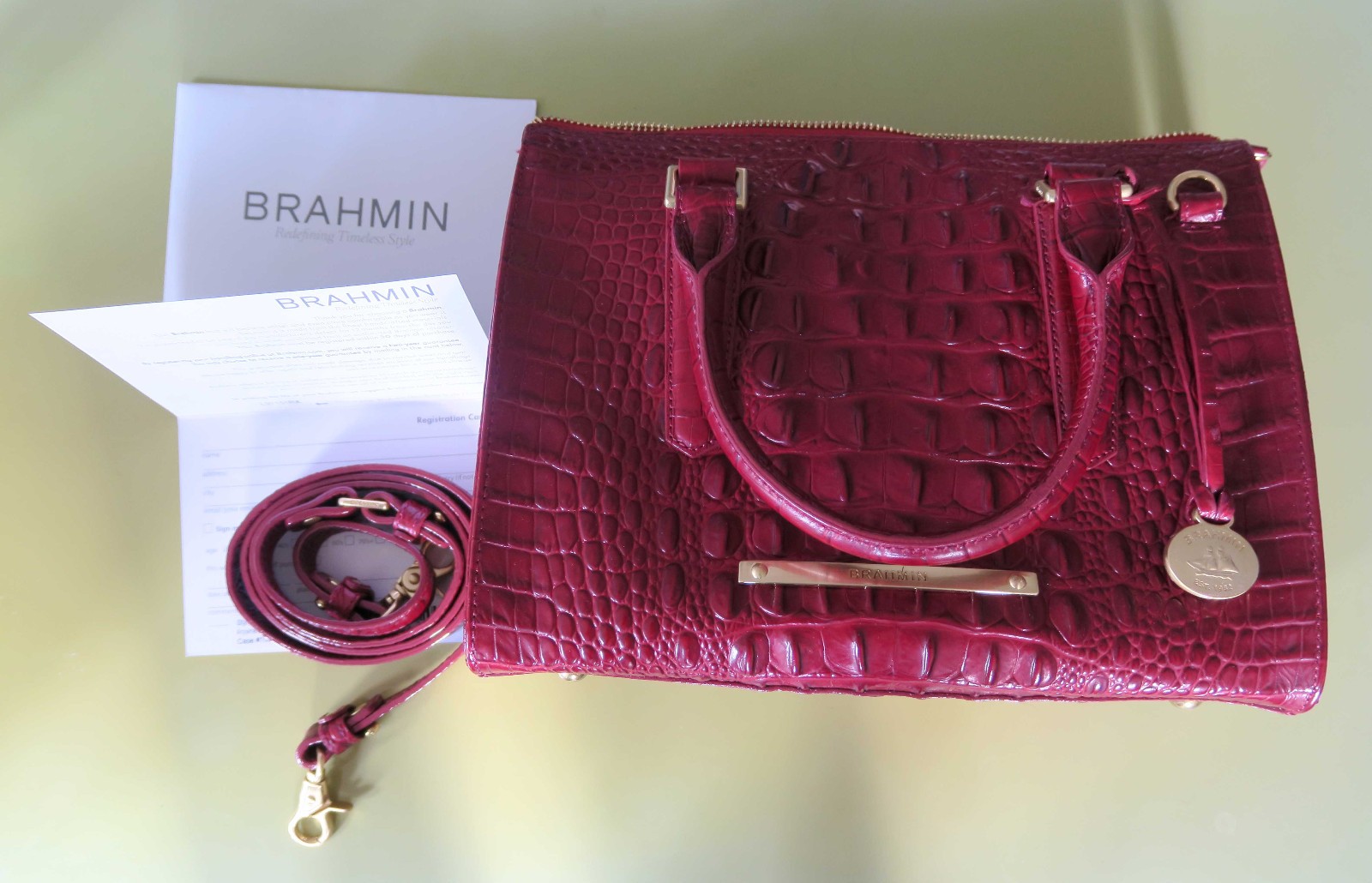 NWOT Brahmin Anywhere Convertible Carmine Red Melbourne