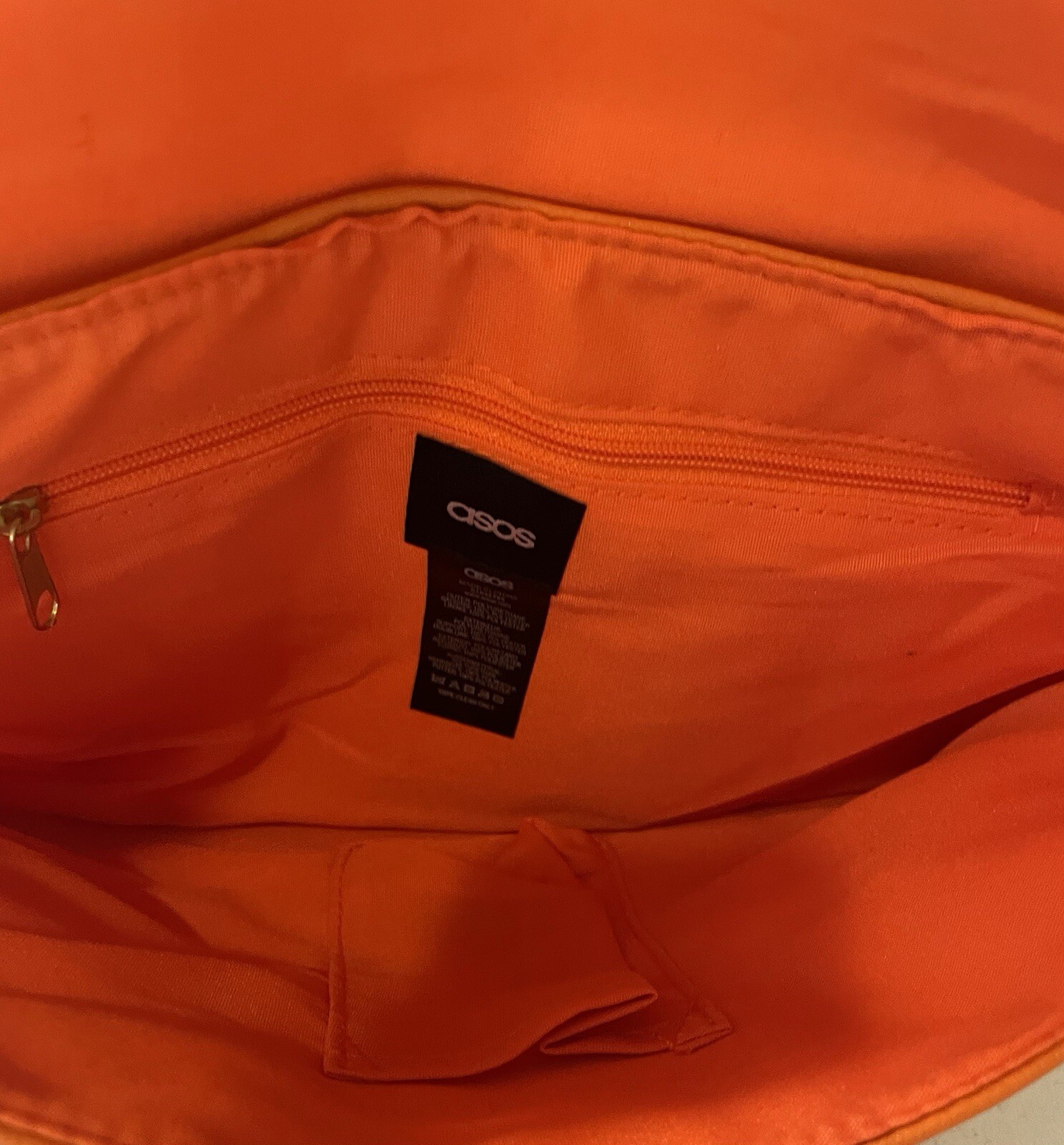 ASOS Design Orange Strap Clutch Purse 7.25” X 12.5” Mark On Back See Photo