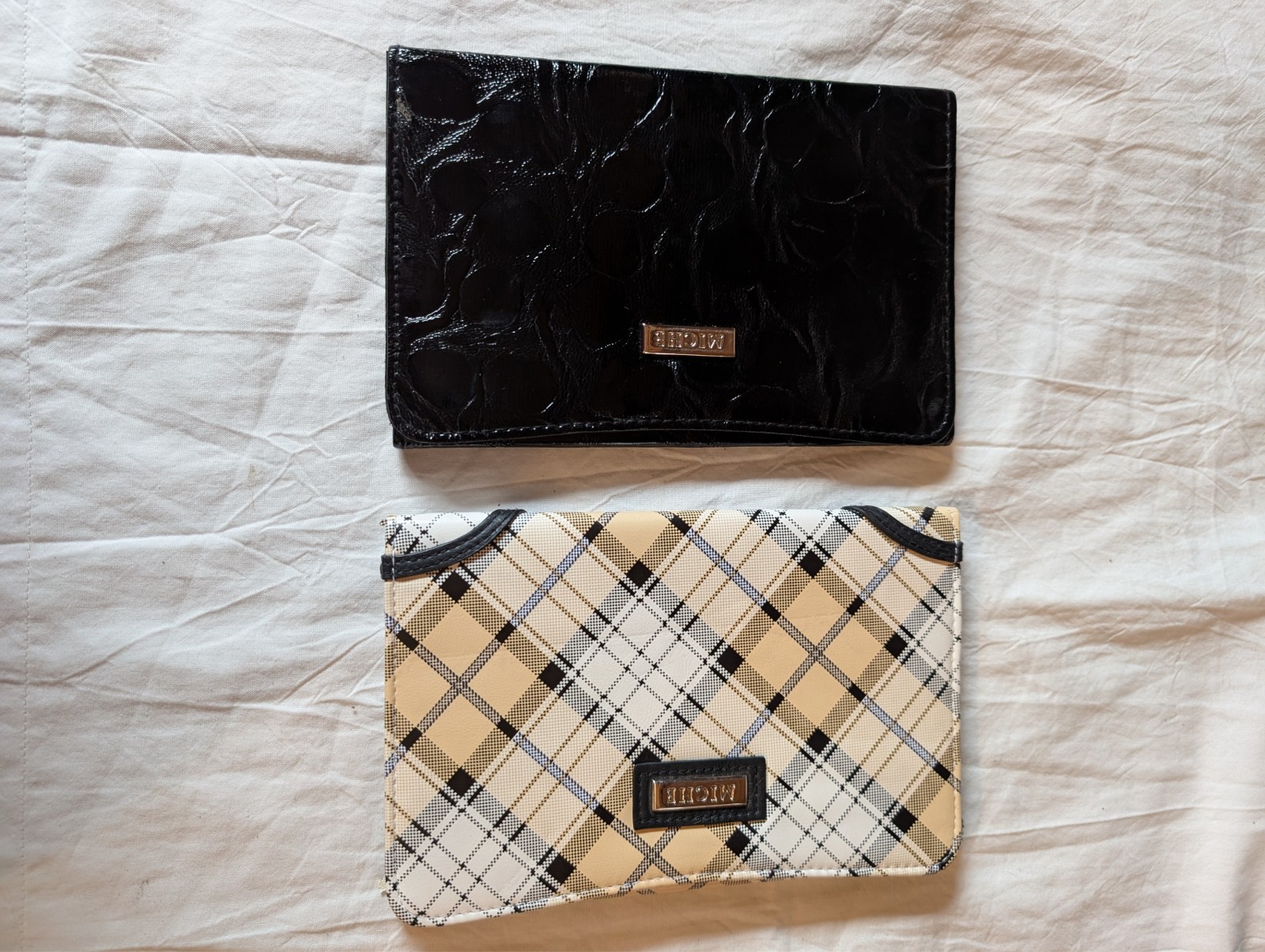 Mini Miche Purse Shells- Black Faux and Yellow Plaid Designs- USED