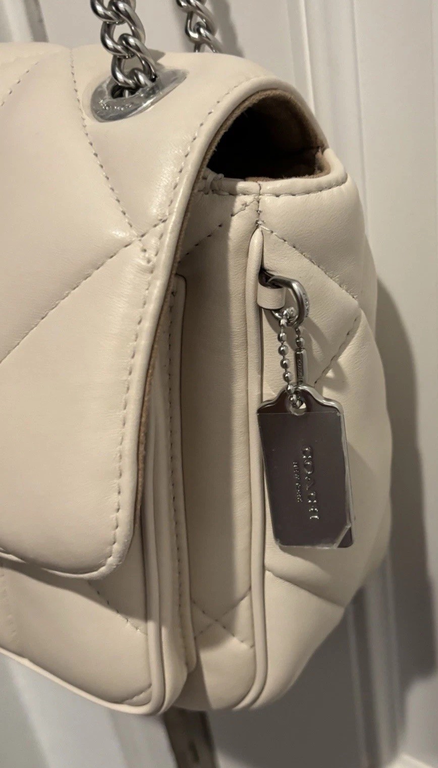 COACH Mini Claire Crossbody CJ526 Chalk Ivory Puffy Quilted Leather Chain S