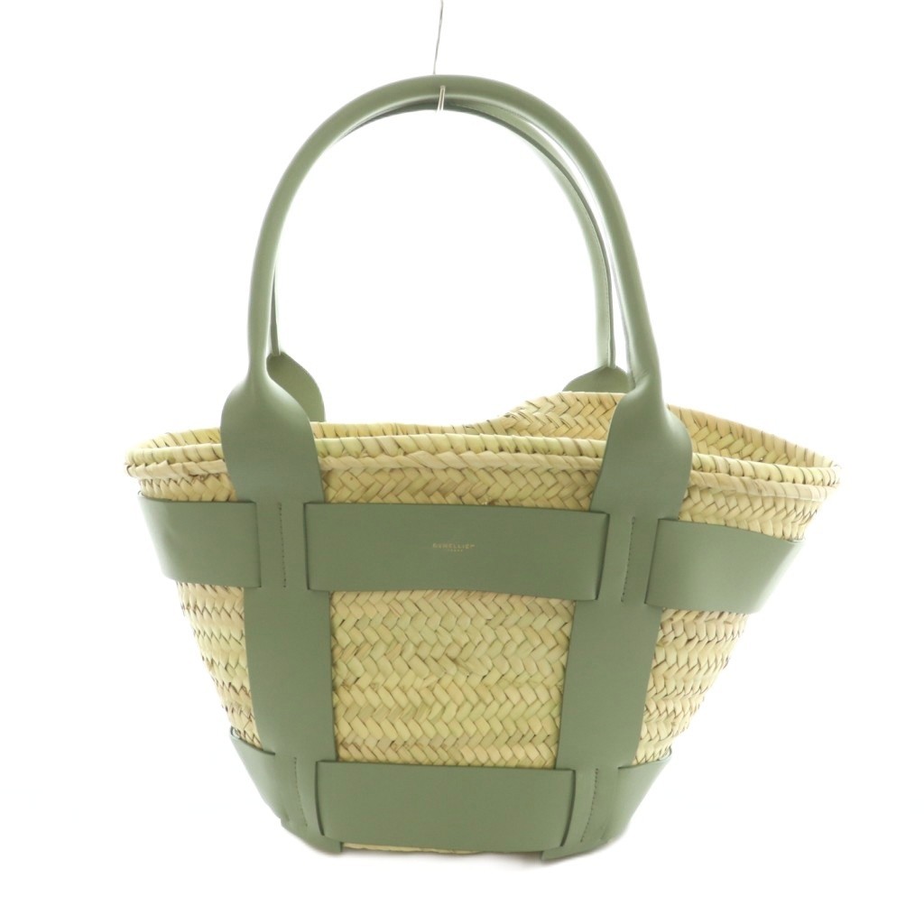 Demellier Santorini Tote Bag Beige Green AB Vintage 9.6×5.1in Ladies