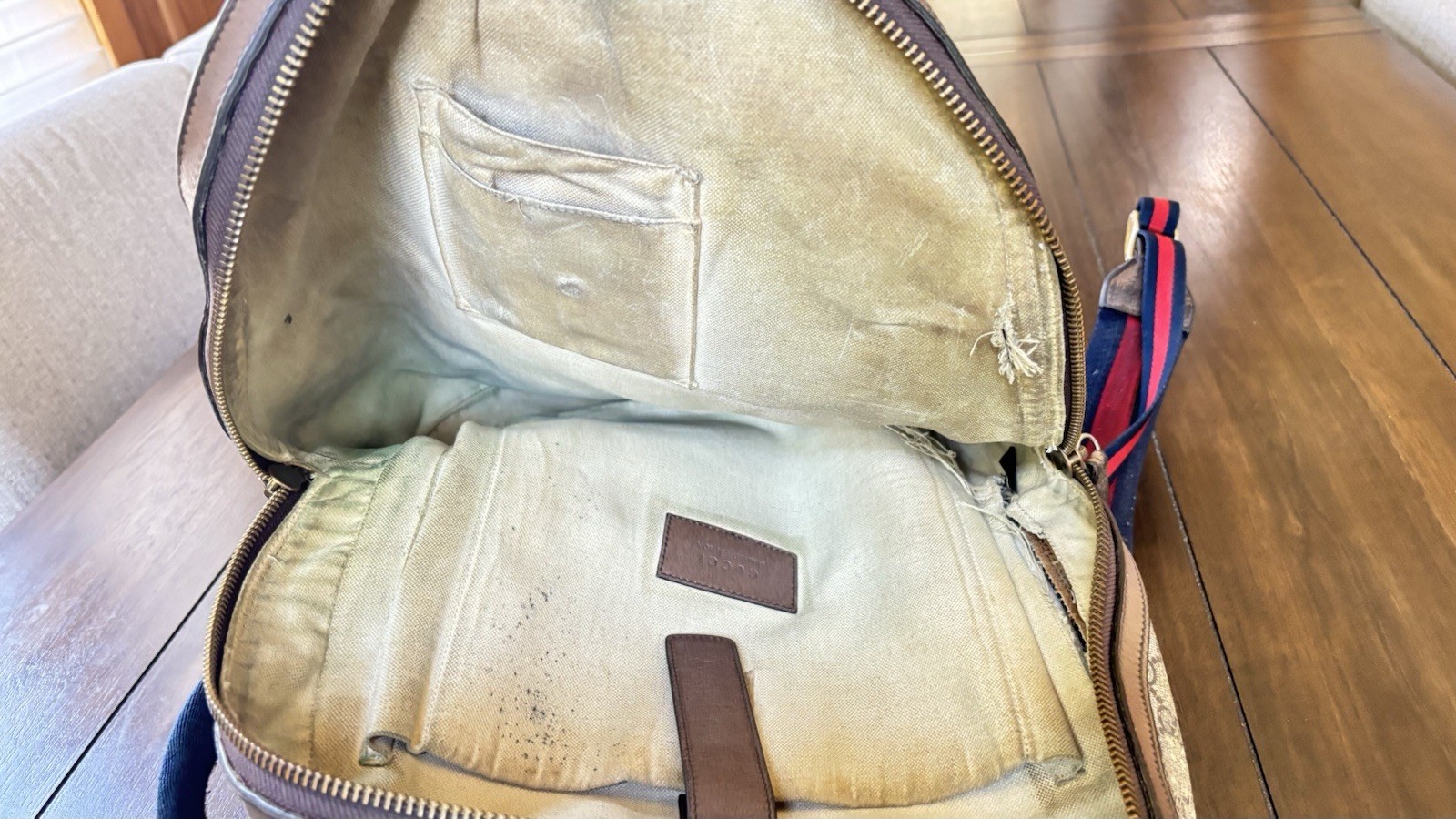 Authenticated Gucci GG Supreme Bosco 25 Backpack AS IS Use It Repair Project