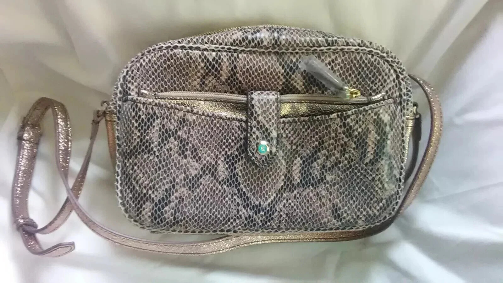 G.I.L.I. Got It Love It Leather Snake gold Crossbody Bag purse