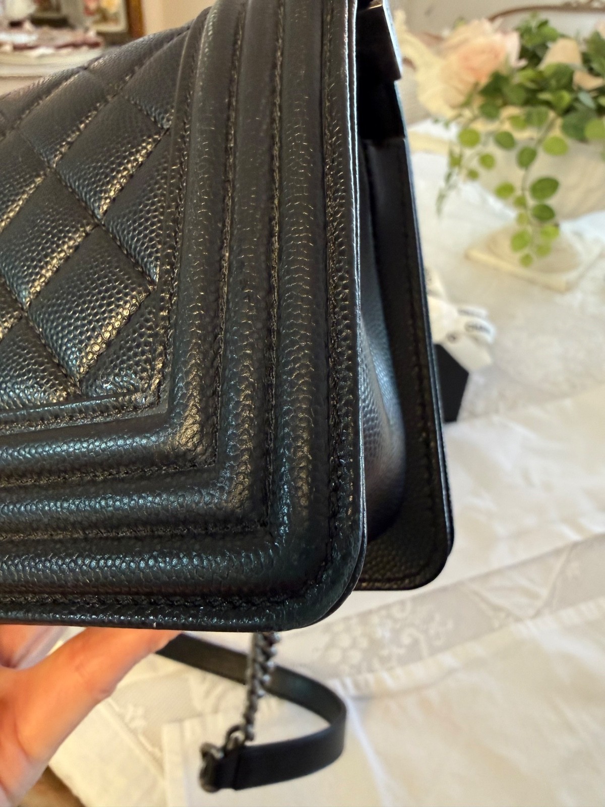 CHANEL Small Le Boy Caviar Quilted Leather Flap Bag Black 2018-2019 Karl