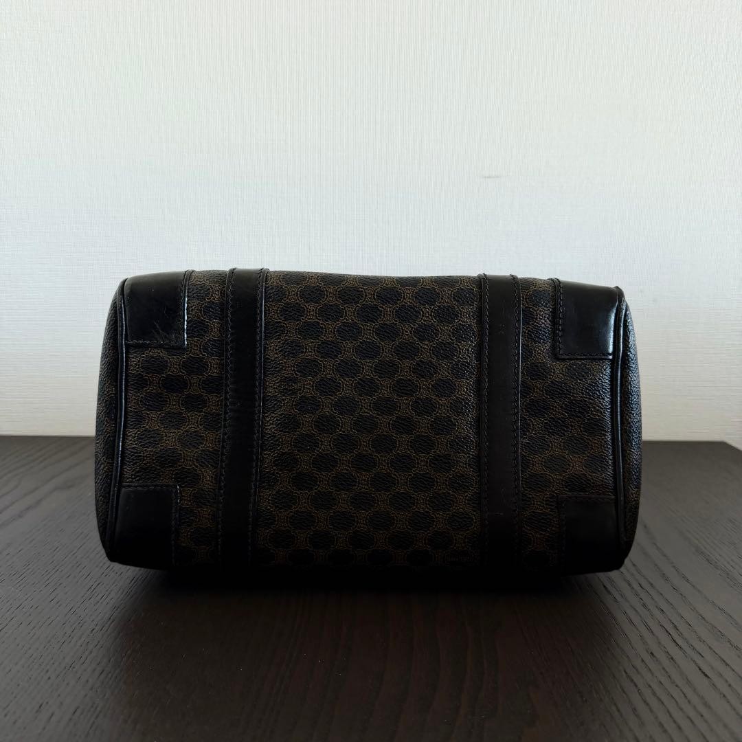 CELINE Macadam Mini Boston Bag Black PVC Leather Handbag Vintage Rare Bag
