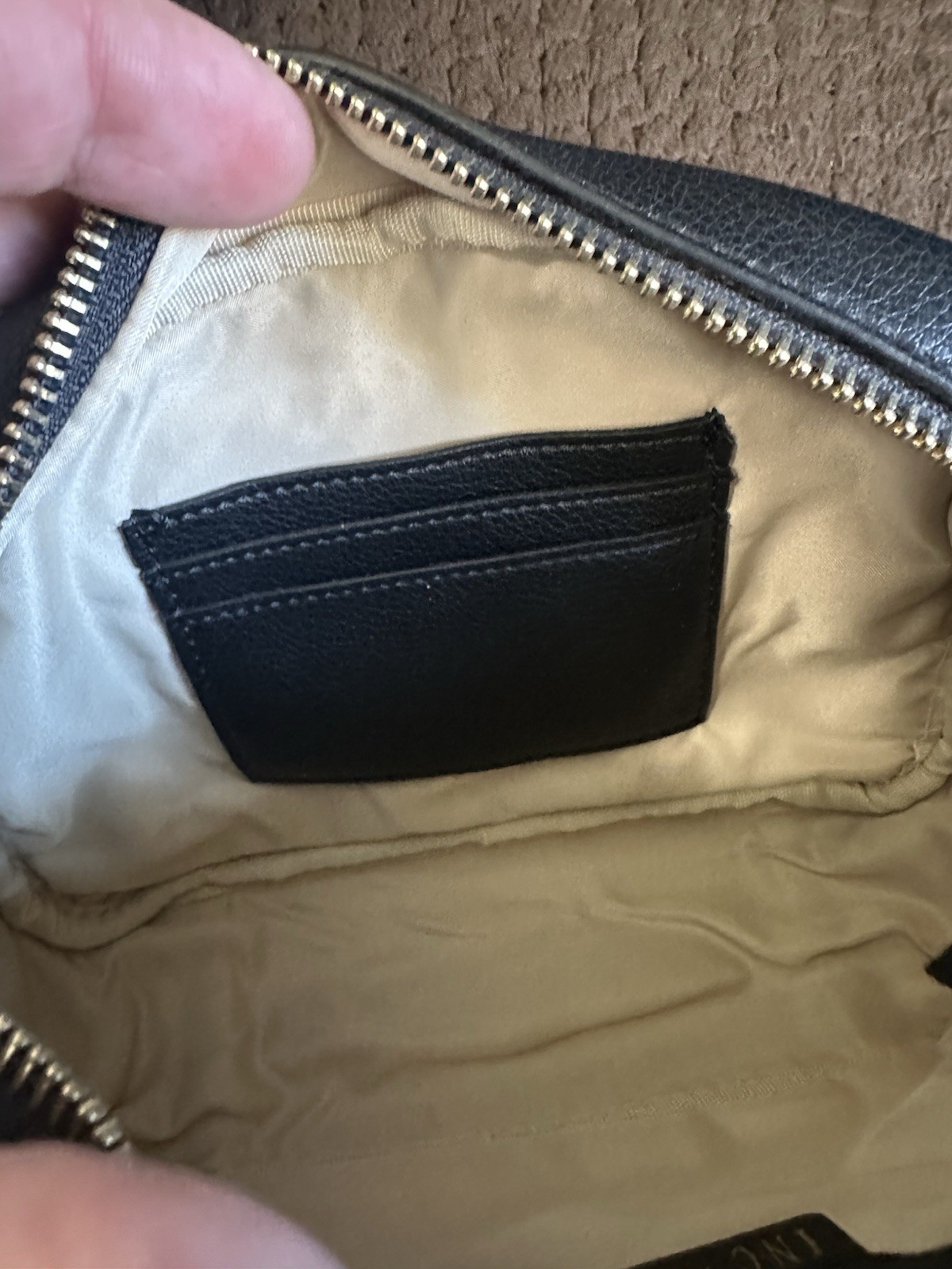 INC International Concepts Black Studded Pearls and Gold detailing Zip Crossbody