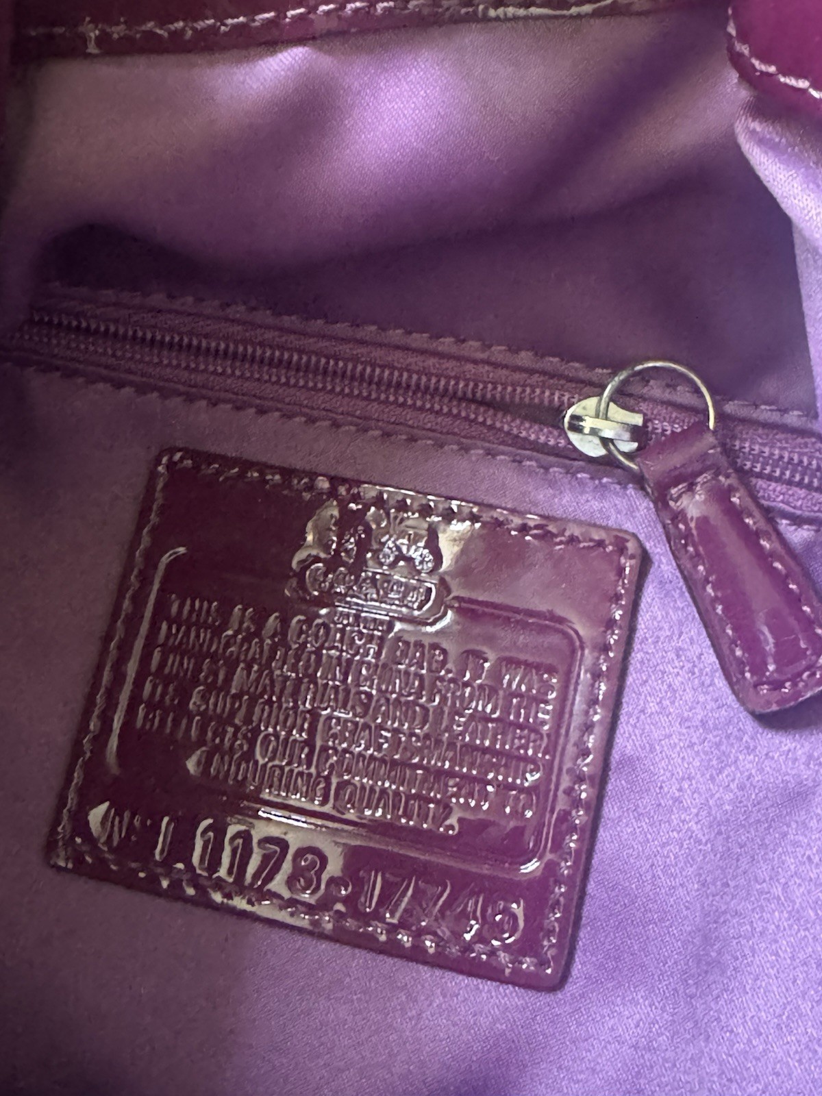 Coach Burgundy Drawstring Zip Shoulder Bag w Hang Tag & Original Dust Bag