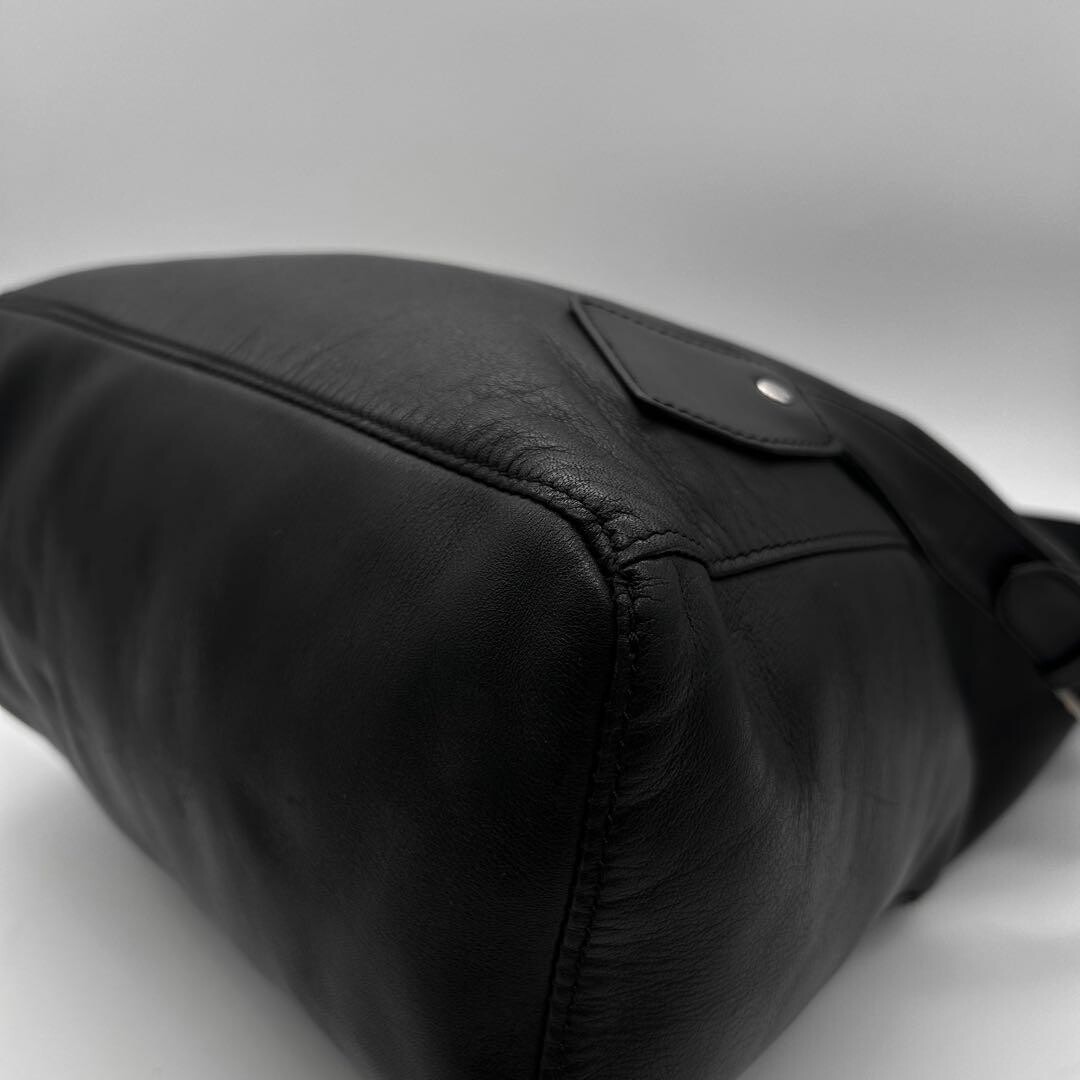 Hirokohayashi Black Leather Backpack A4 Silver Hardware Women Auth
