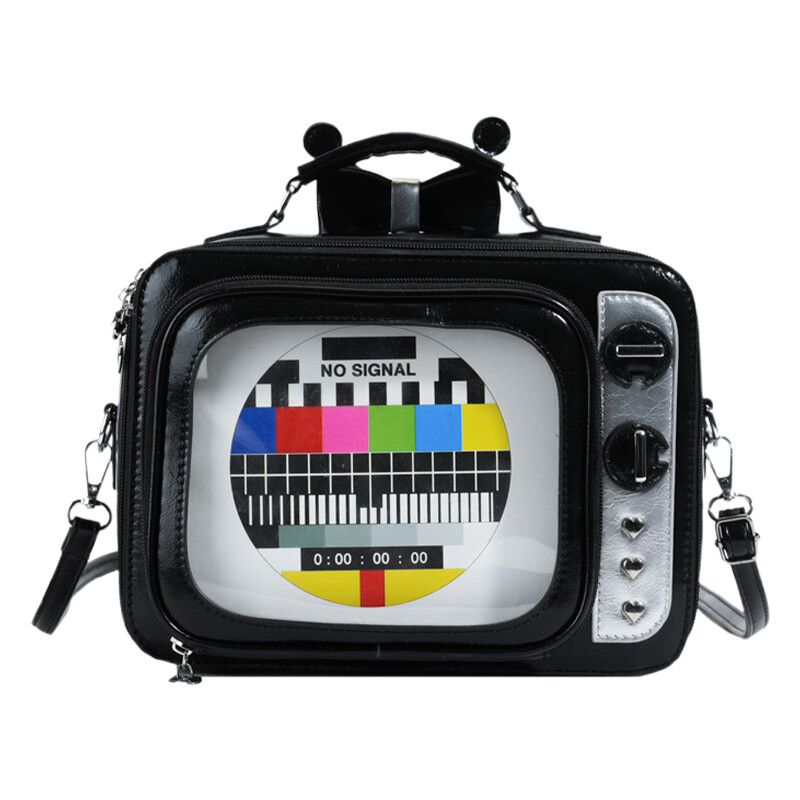 Large Novelty TV Shape Ita Bag Retro Television Women Shoulder Bag Backpack
