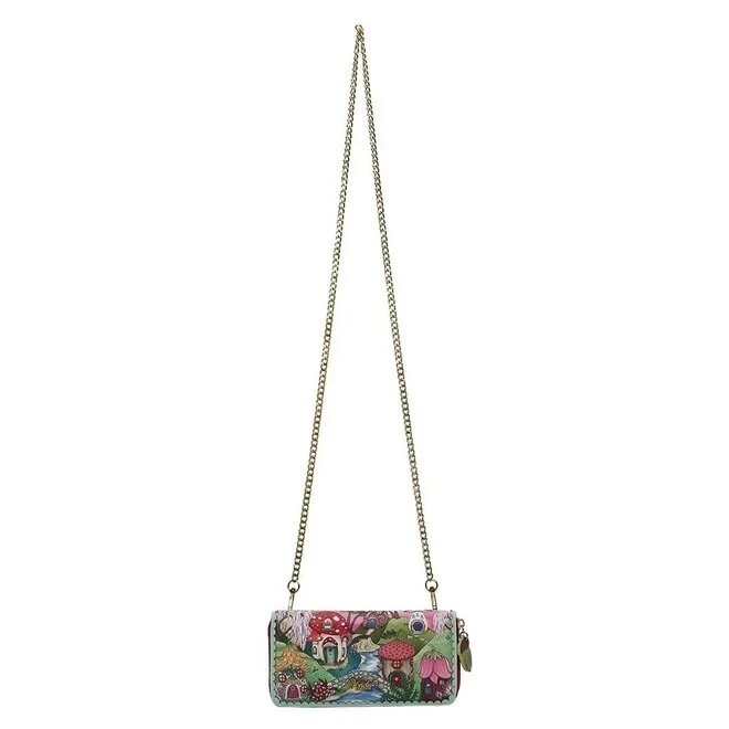 Vendula Fairy Village Large Crossbody Zip around Wallet Purse Ren Faire Mushroom