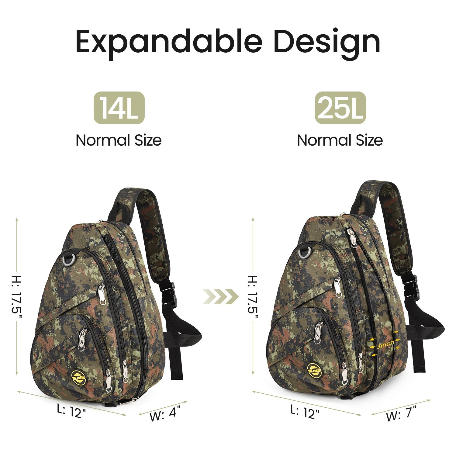 Crossbody Sling Backpack Concealed Carry Shoulder Bag for Hiking Cycling Camping