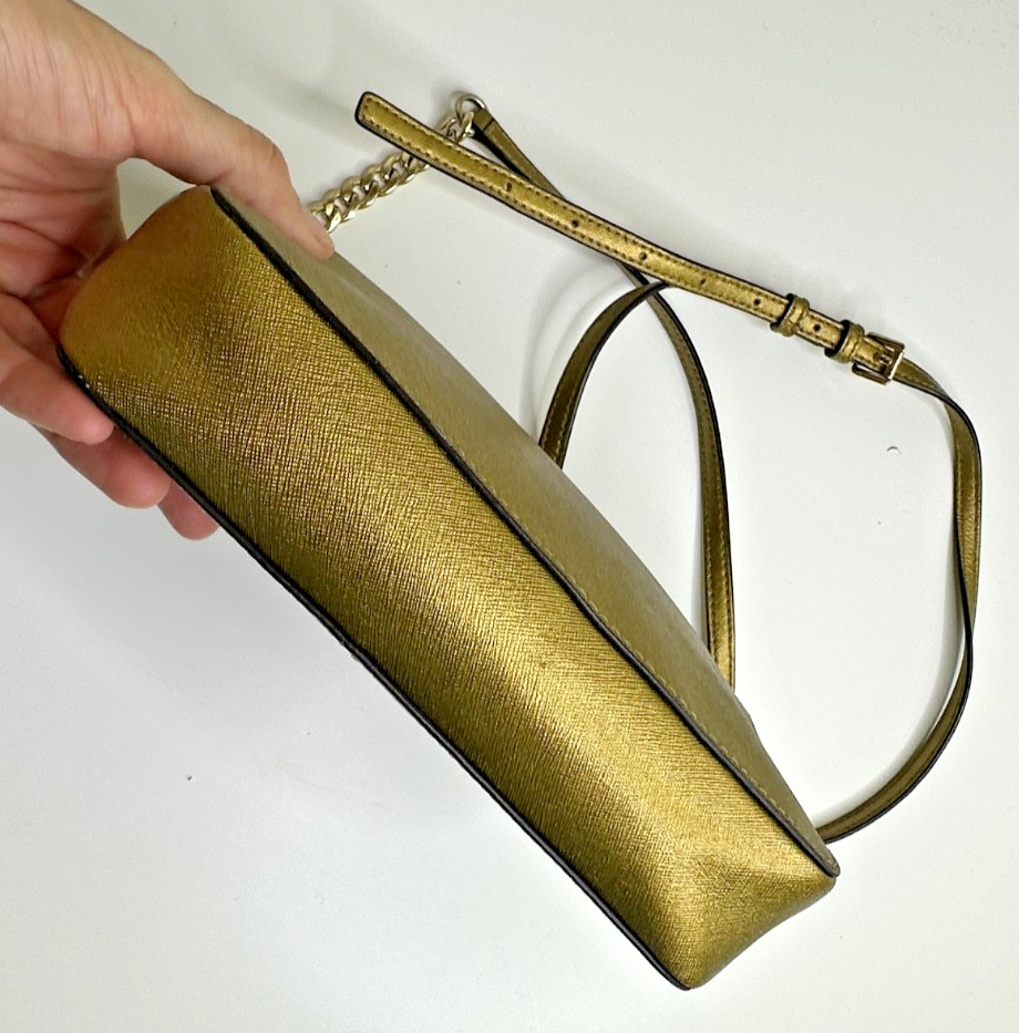 Michael Kors Jet Set Old Gold Crossbody purse Chain Metallic