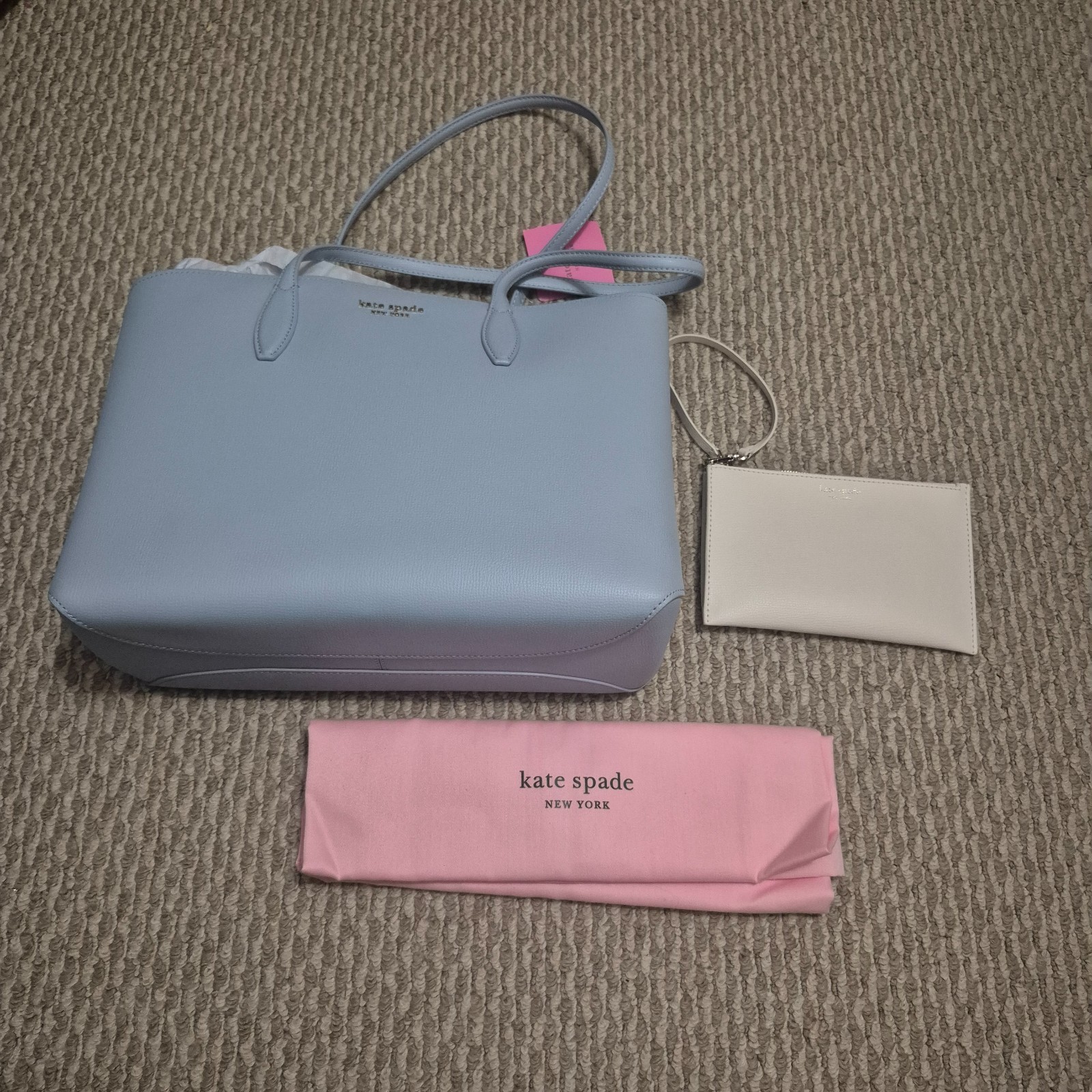 Kate Spade All Day Large Tote Pale Sapphire Blue Leather Bag KO140 NWT $399 MSRP