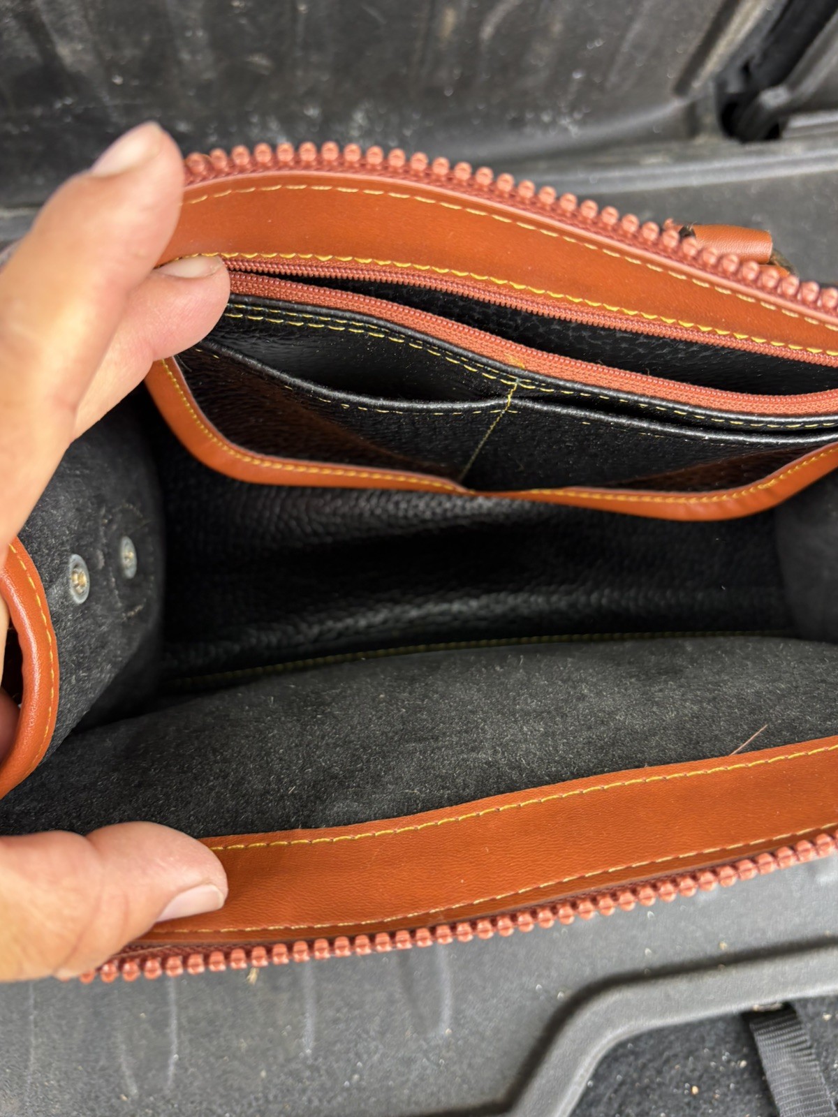 Dooney & Bourke Black/Brown Satchel Top Handle Zip.