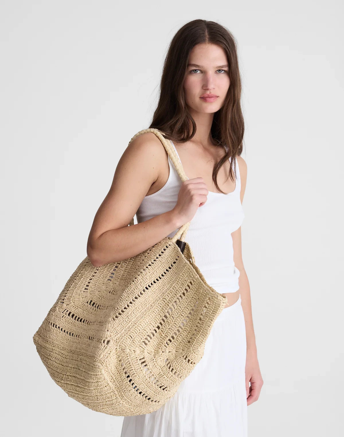 Madewell The Shopper Tote in Eyelet Raffia