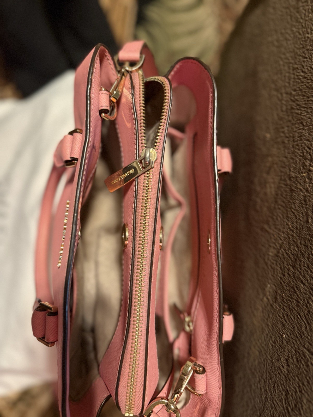 Michael Kors Pink Medium Satchel Top Handle Zip w/ Detachable Strap