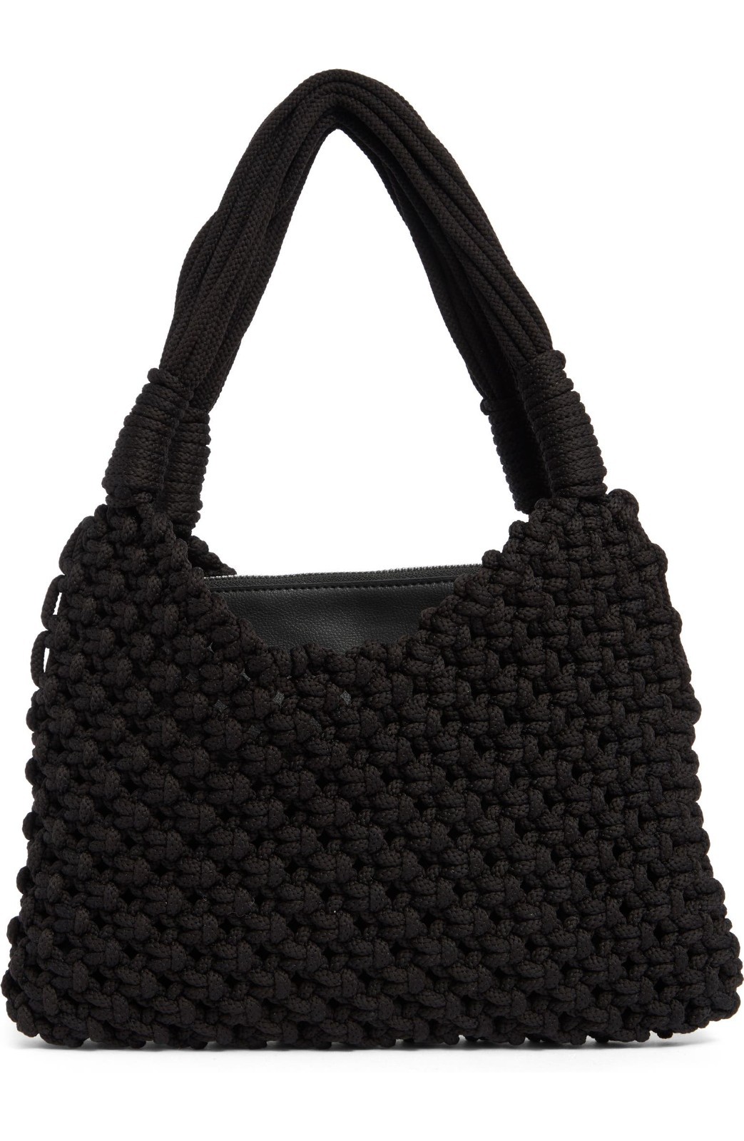 NWT BCBG Woven Shoulder Bag Black Removable Pouch 2-in-1 Knit Designer Handbag