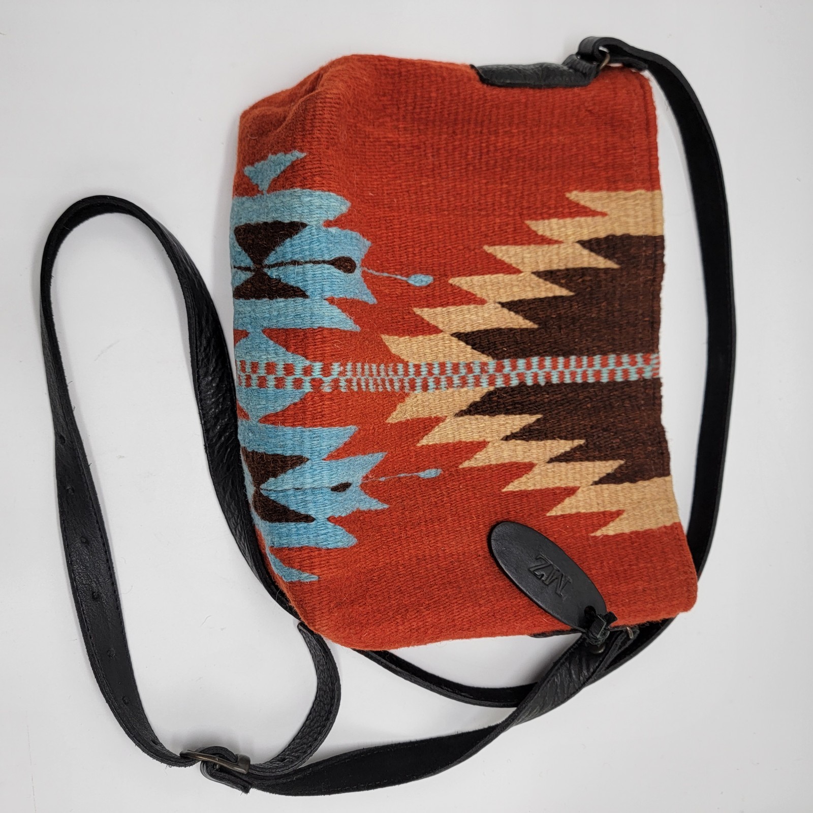 Manos Zapotecas Crossbody Rust Brown Yellow Wool Oaxaca Mexico Fair Trade Bag