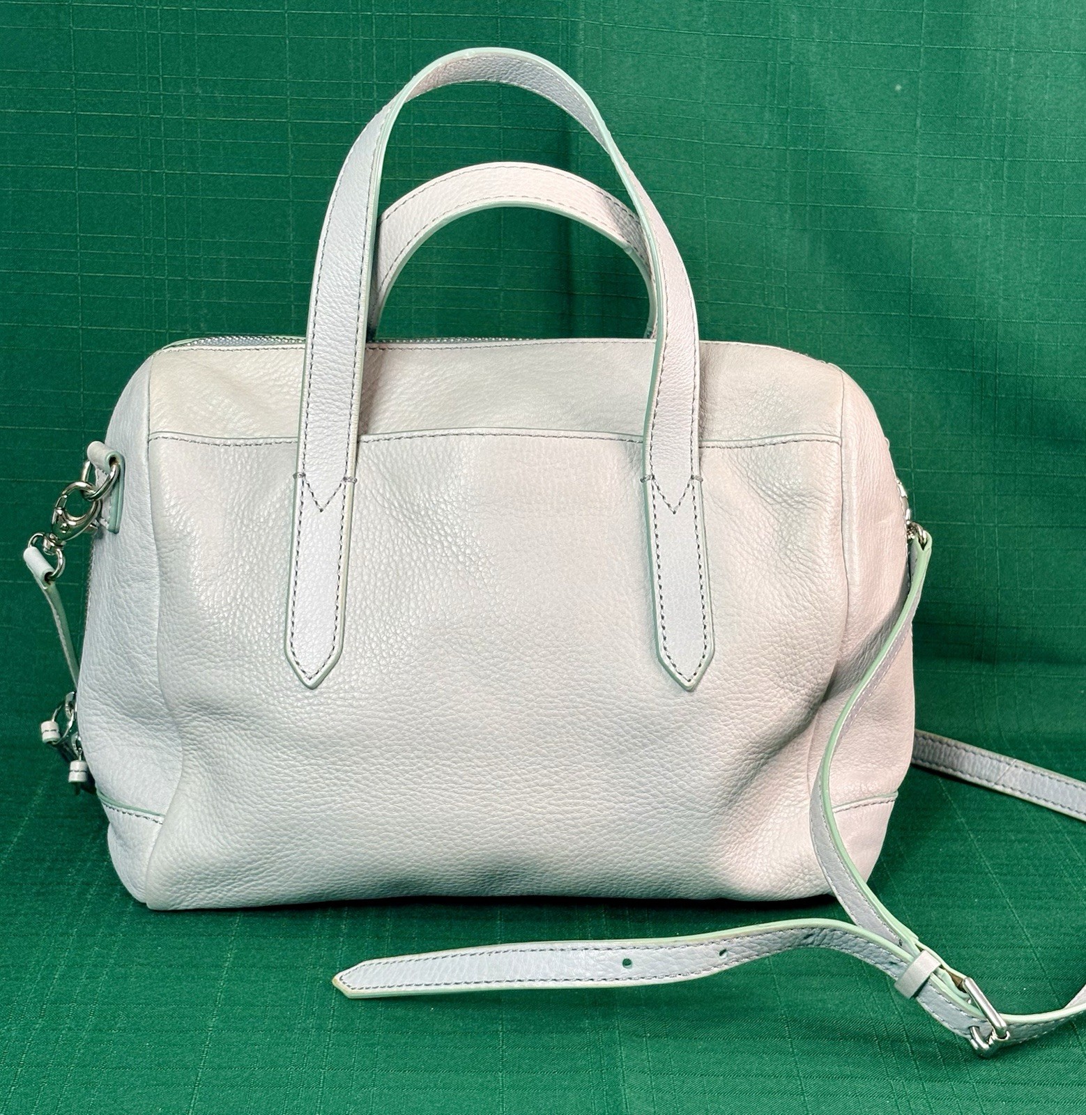 Fossil Light Blue Sydney Zip Bag/ Convertible Sachel Shoulder Bag/ Crossbody