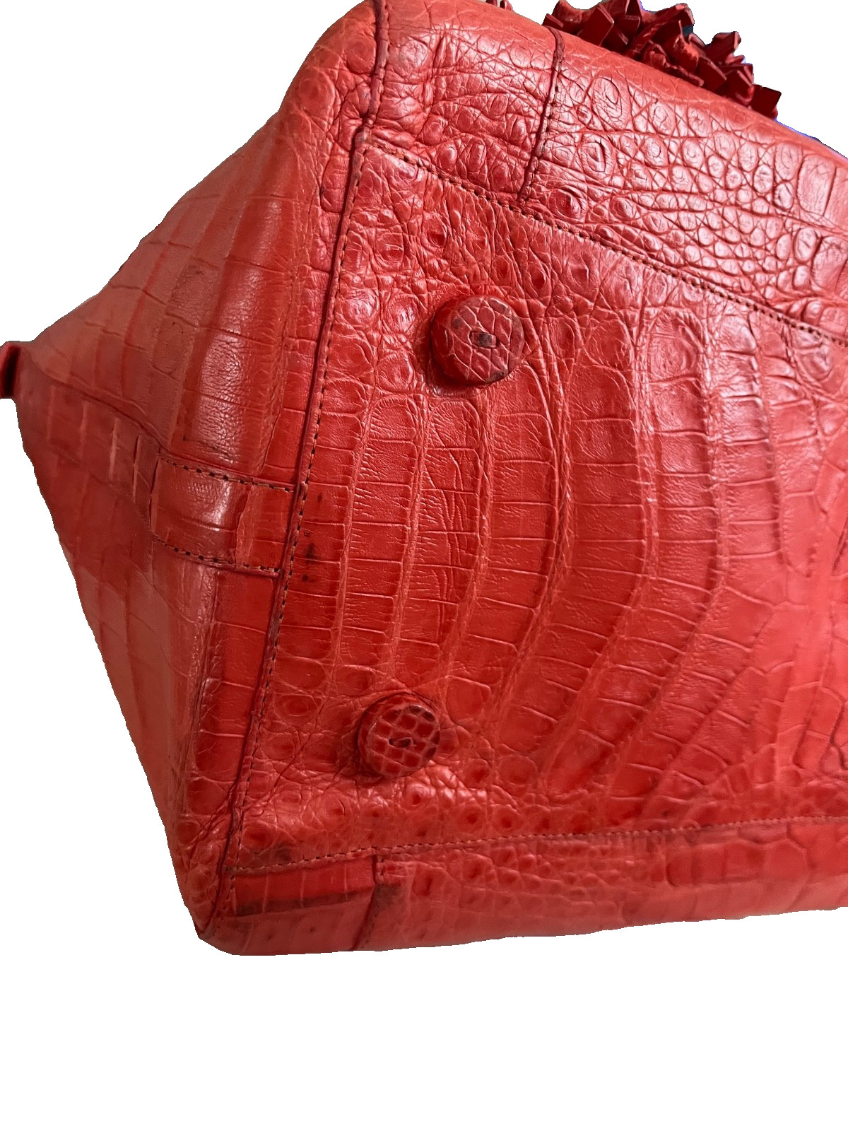 Nancy Gonzalez Crocodile Caiman Leather Medium Dome Double Orange Satchel $3600