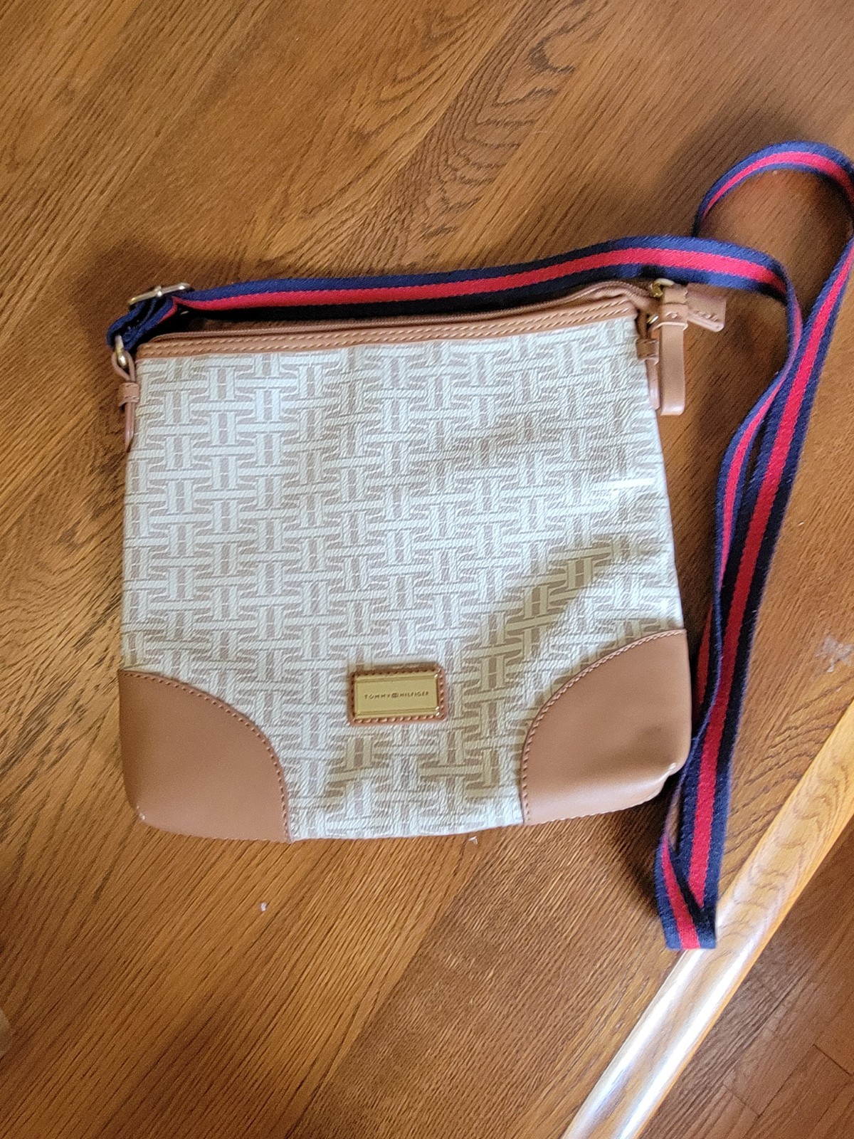 Tommy Hilfiger Monogram Crossbody Bag- Flaws On The Corners See Photos