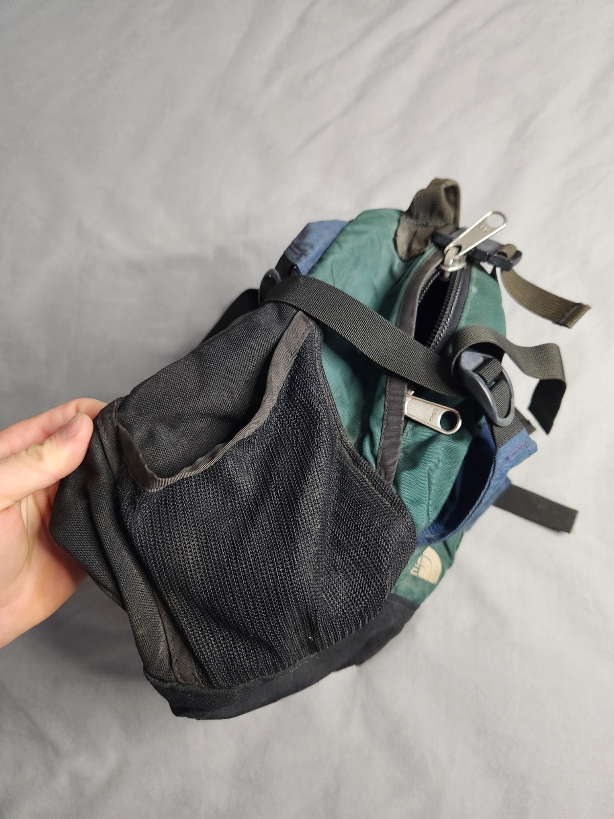 Vintage 90s North Face Backpack Bag Forest Green Black Hiking Camping Padded USA