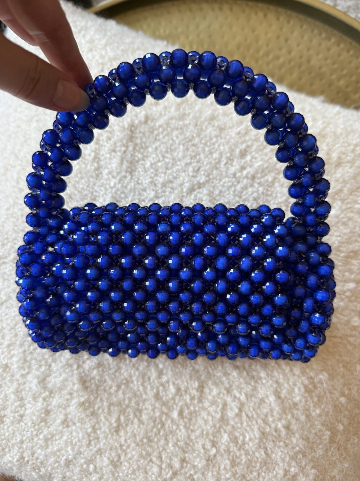 Perade Citron Aniya Cobalt Blue Beaded Mini Handbag | Handmade Statement Purse