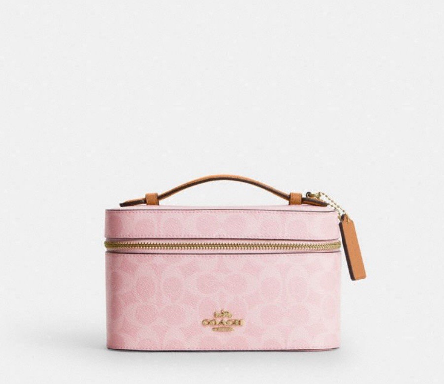 NWT Coach Cosmetic Case In Signature Smooth Leather In Powder Pink CEA 56