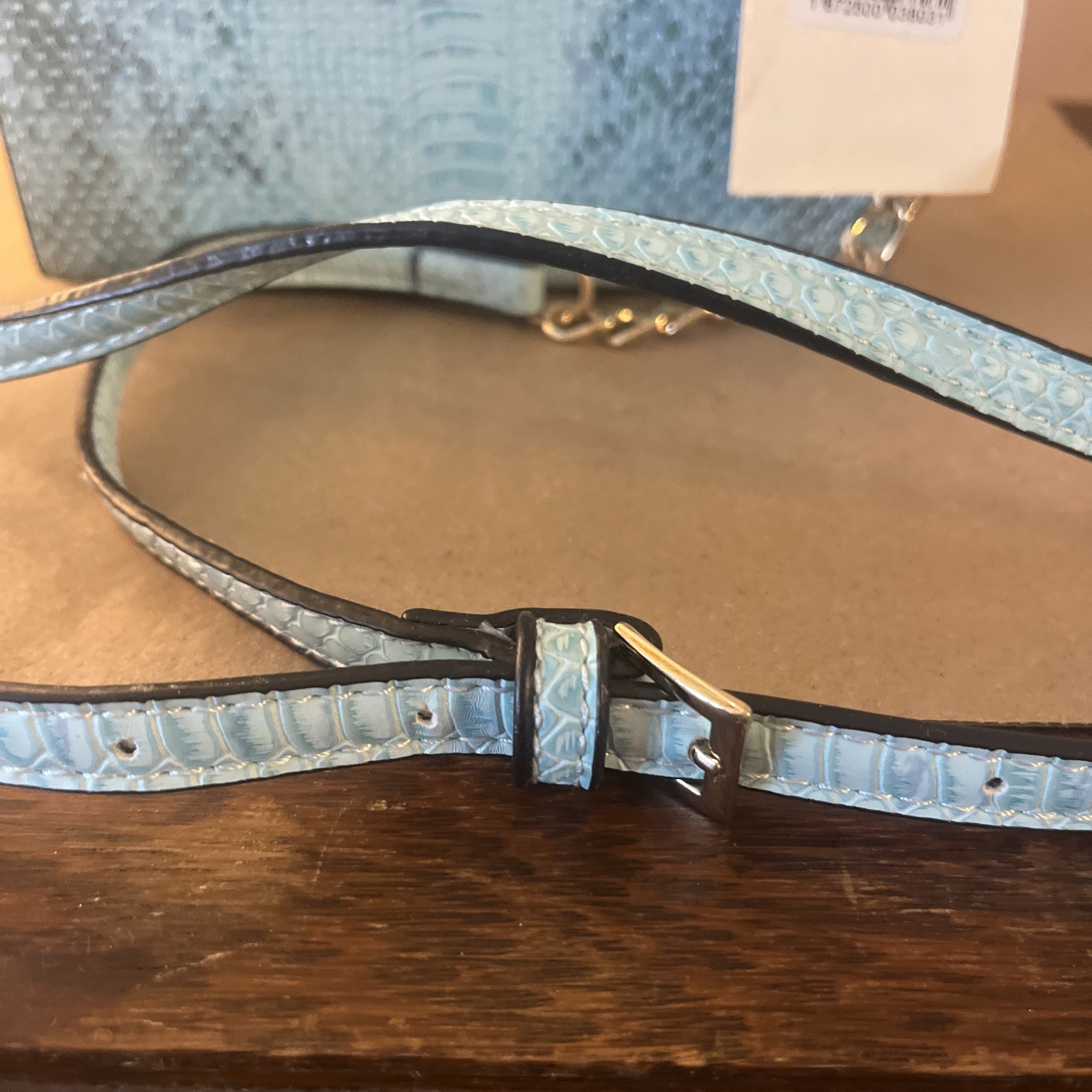 NWOT Isabelle Handbag Vegan/Lead Free Blue Snakeskin Print 7”x3.25”x4”