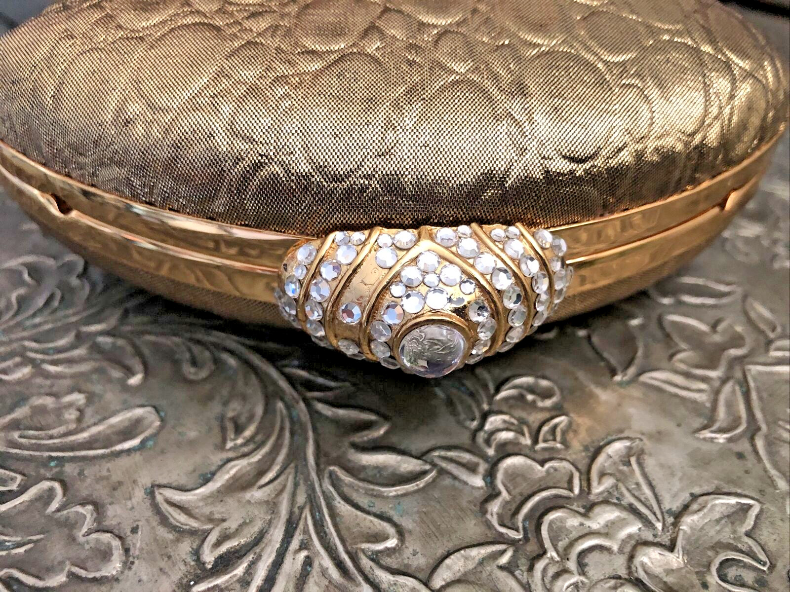 Inge Christopher Luxury Evening Mini Gold Embellished Hard Case Occasional Bag