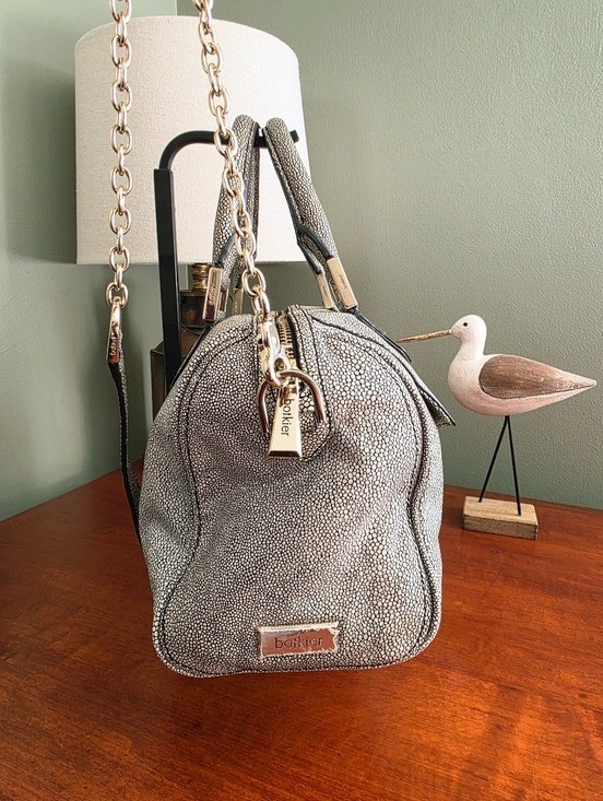 Botkier Valentina Satchel Green Shagreen Embossed Leather Crossbody Bag