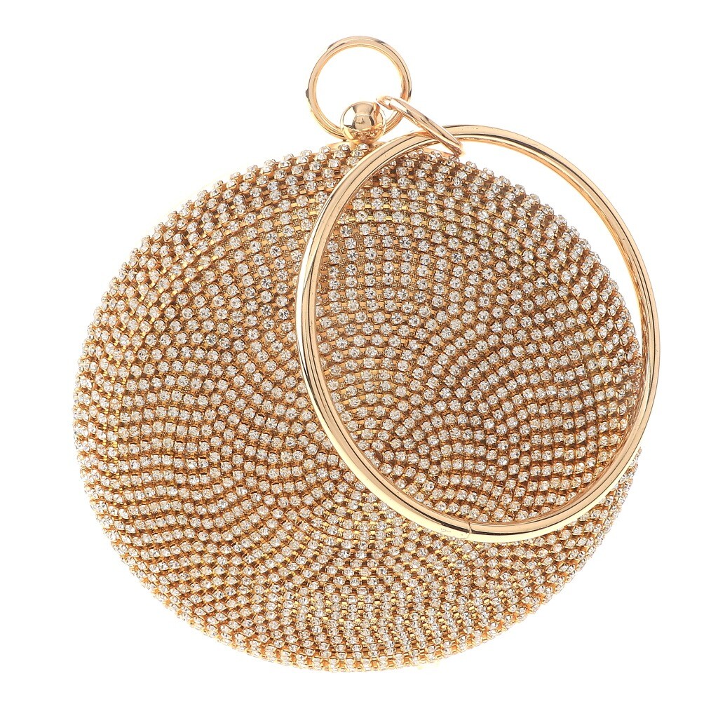 Gold Tone Metal Glitter Fabric Rhinestone Clutch Evening Bag TLX173-GLD