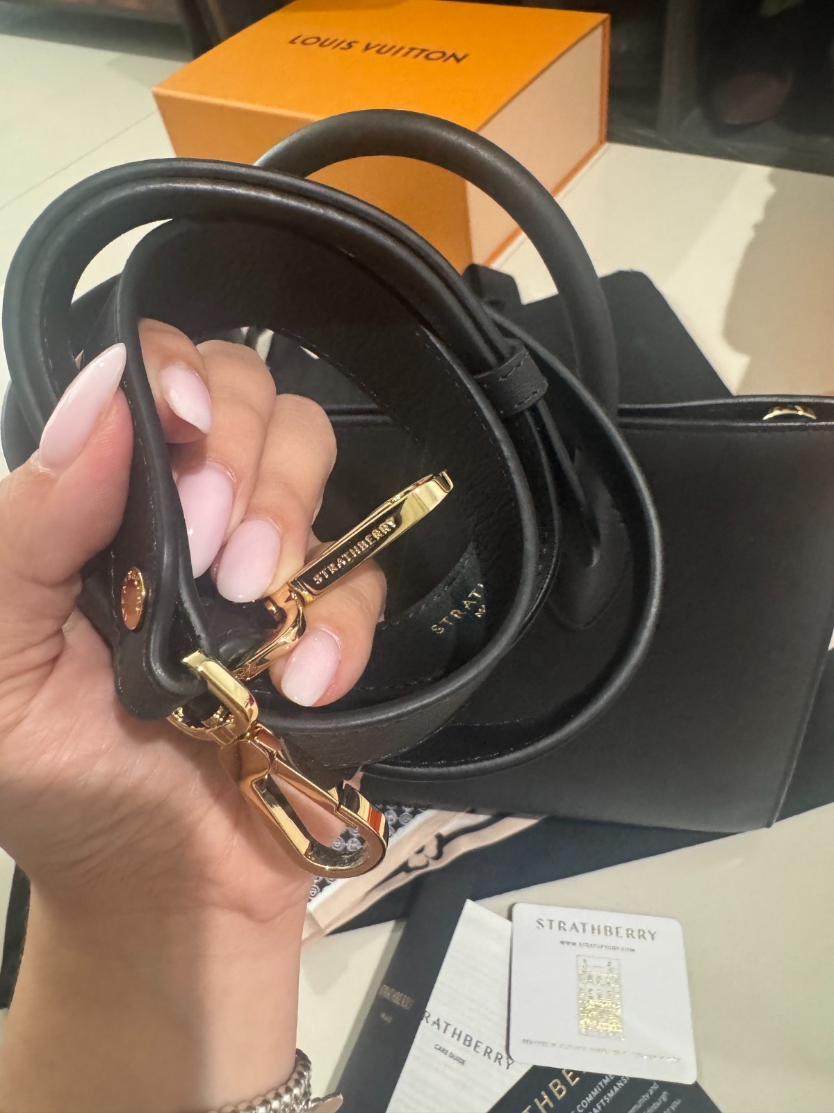 Strathberry Leather Black Midi Handbag – Excellent Condition