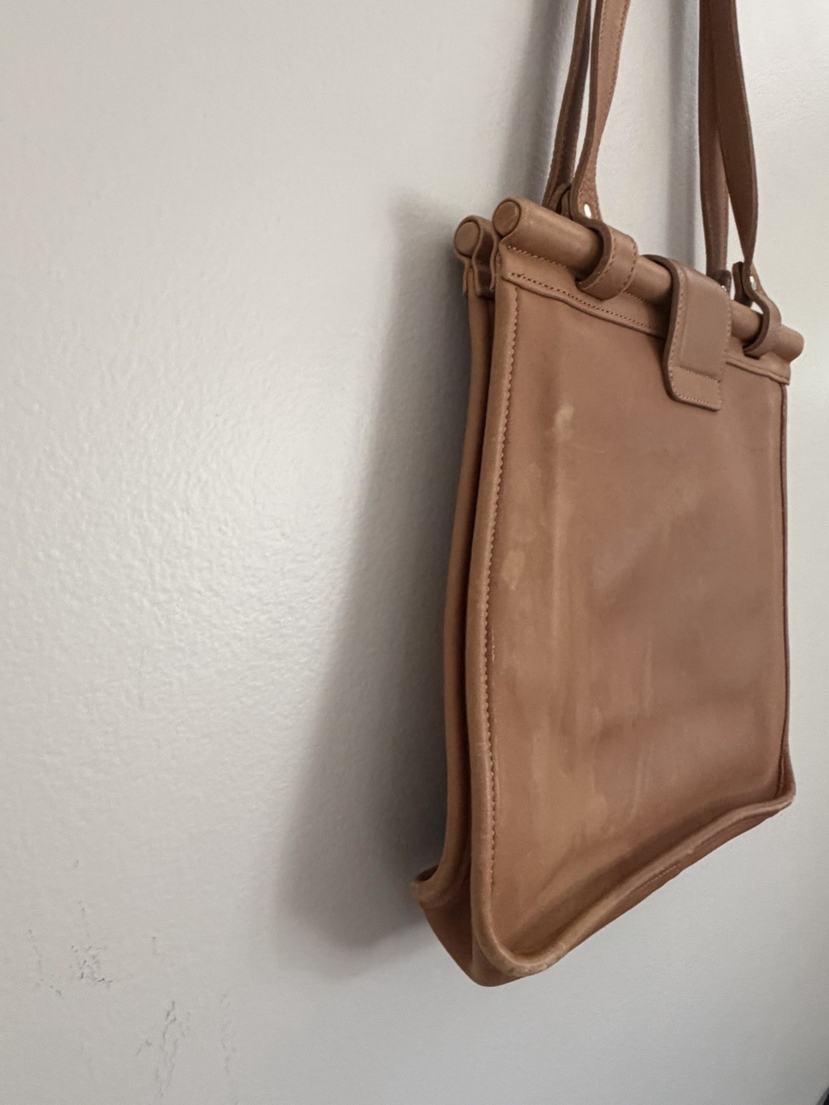 Vintage Coach Weston Shopper Shoulder Bag Brown Tan Leather Style 9021