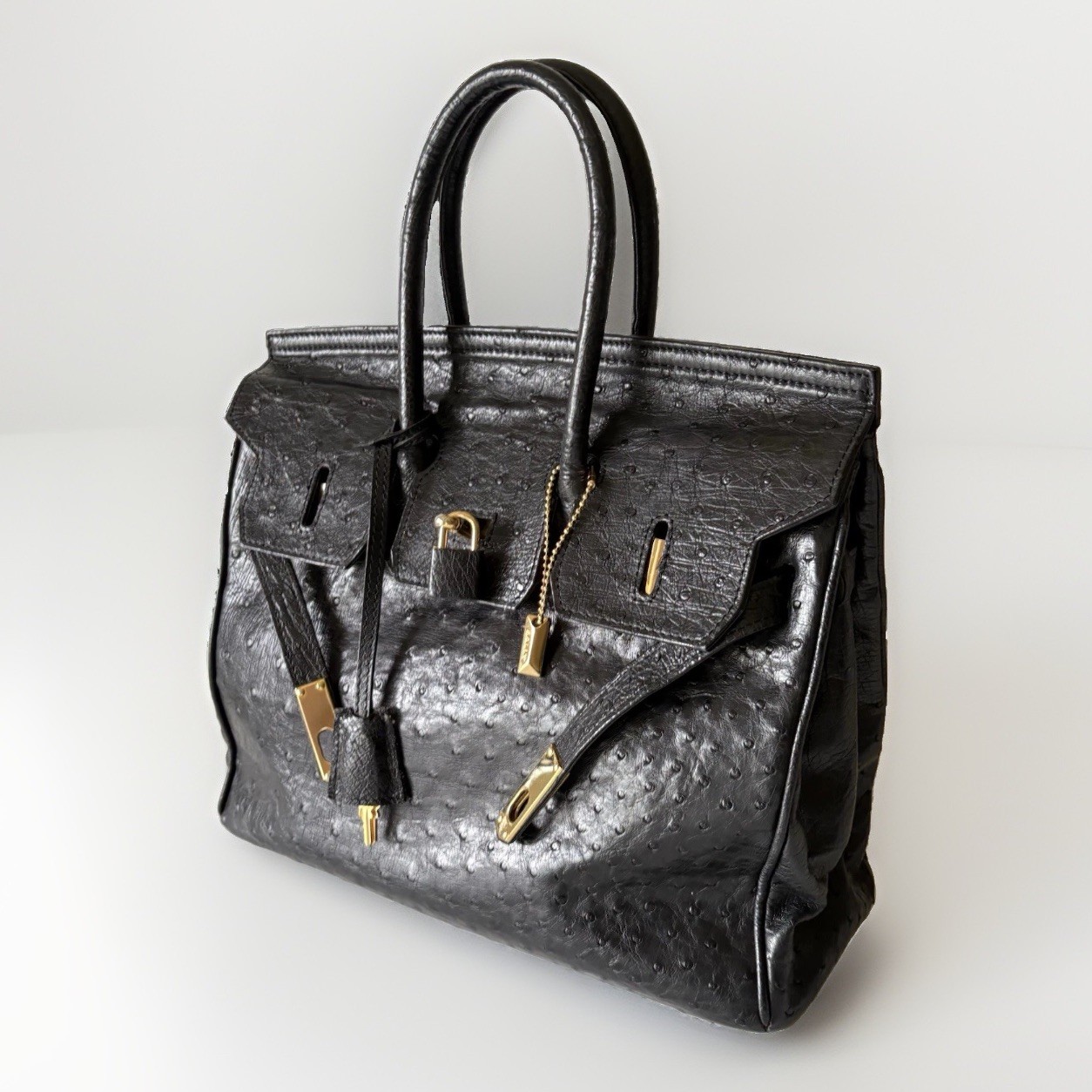 Authentic BALLY Hand bag Black Leather From Japan 01224