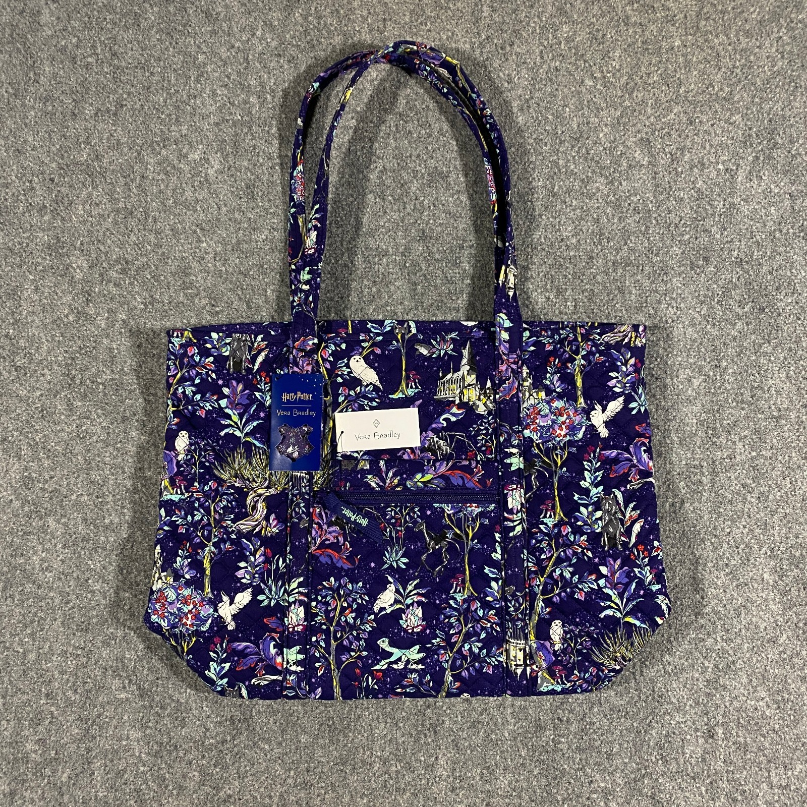 Vera Bradley Harry Potter Forbidden Forest Large Quilted Tote Bag Purple Owl NWT