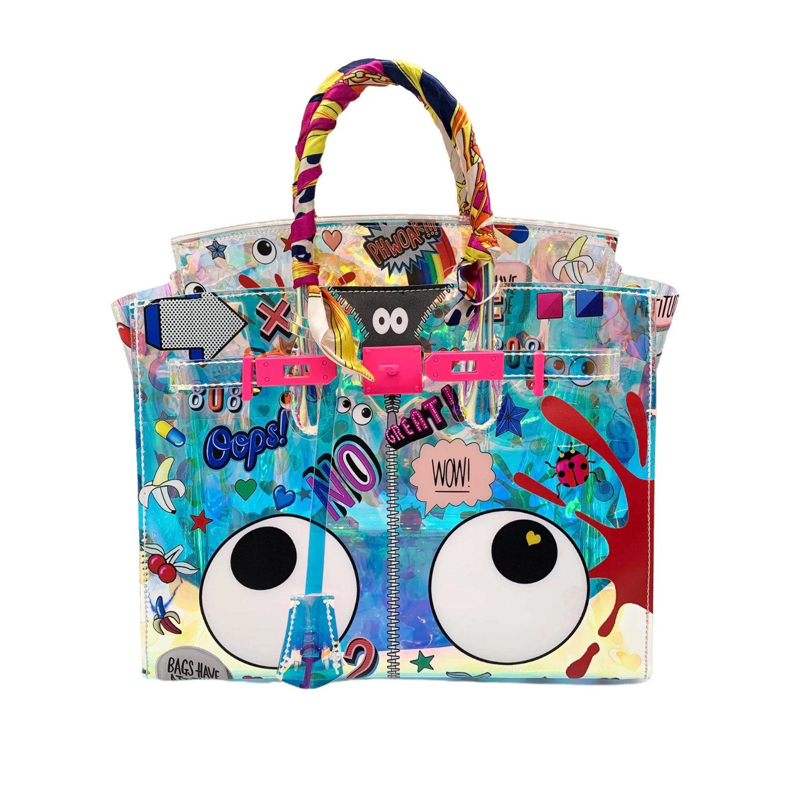 MINGOSS Jelly holographic colorful transparent handbag – Medium Size