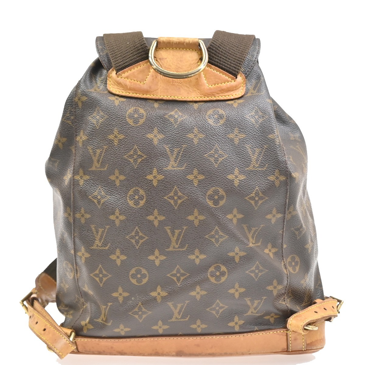 LOUIS VUITTON Montsouris GM Backpack Bag Monogram Leather Brown M51135 72KD487