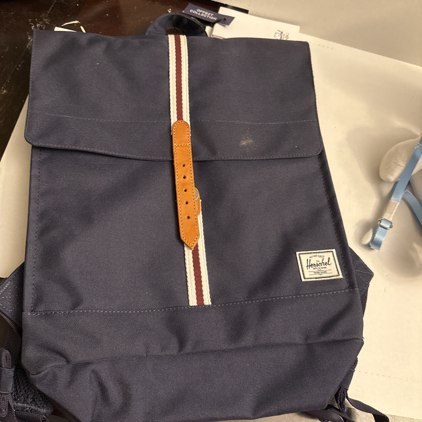 Herschel City Backpack 14.0L Mid Volume Navy Canvas Flap Laptop Bag Bookbag. NWT