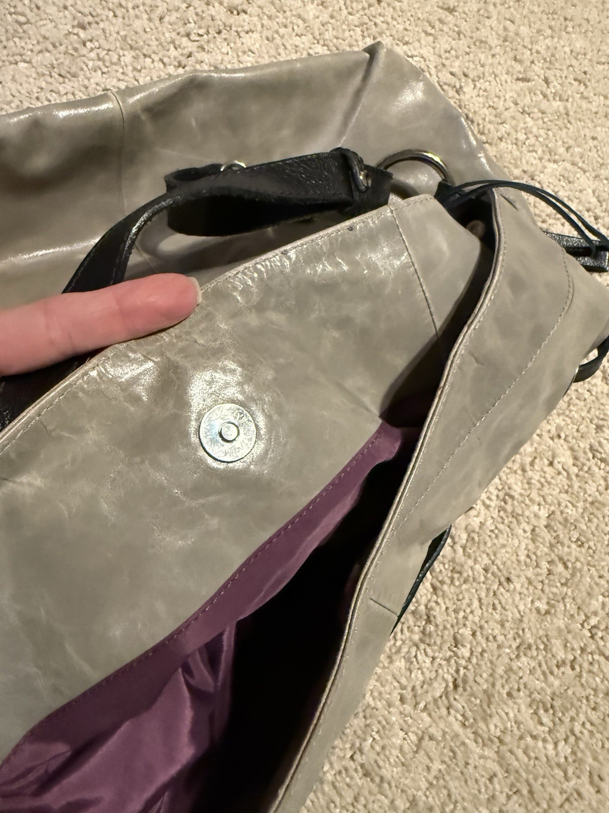 Tano Leather Bag Dove Gray Large Distressed