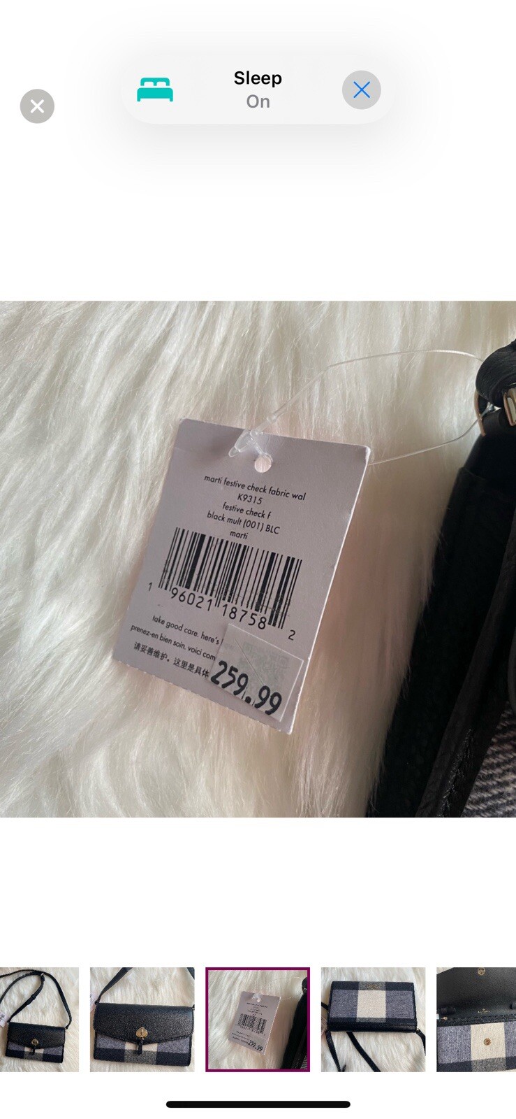 Kate Spade Marti Festive Buffalo Check Crossbody Wallet Bag Detachable Strap