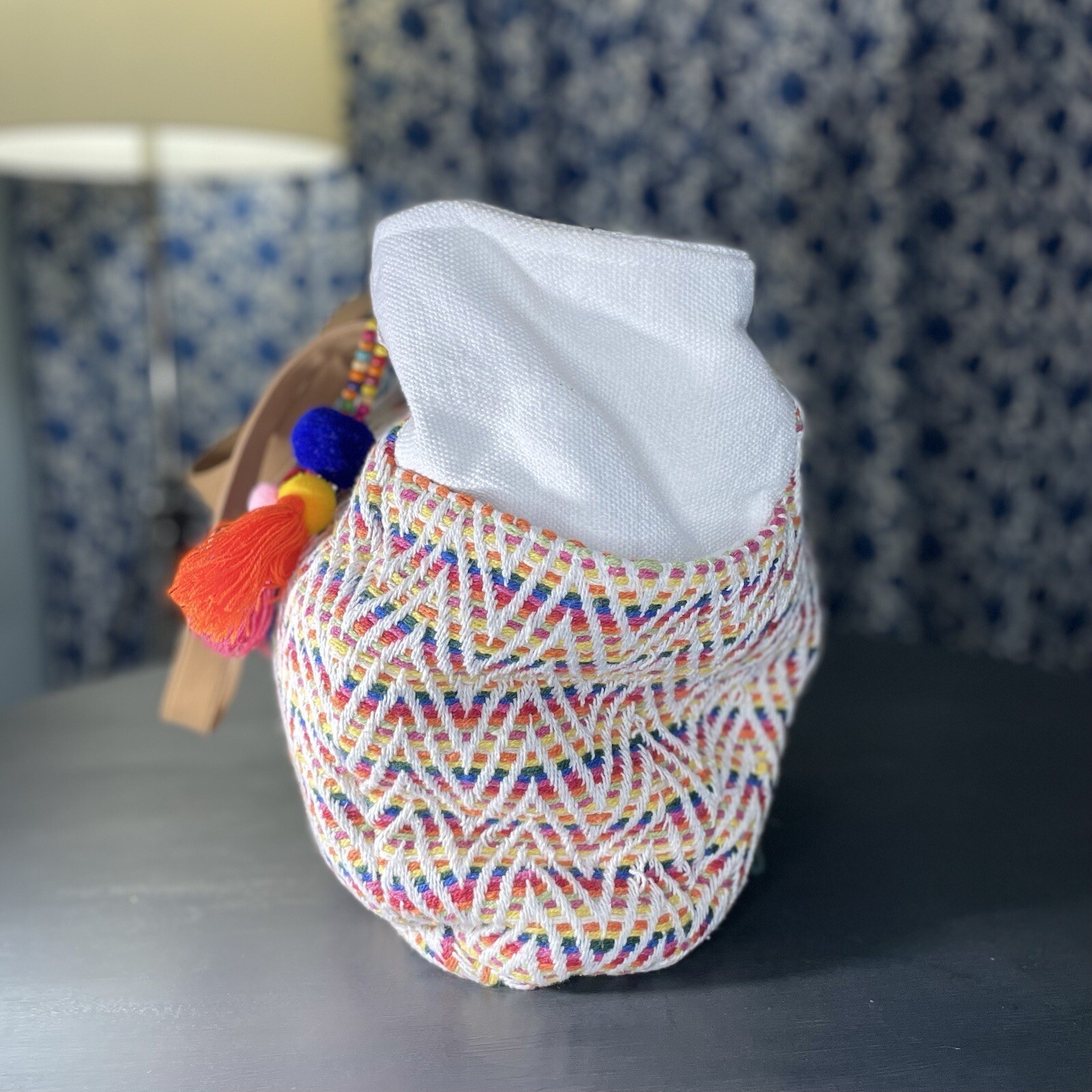 No Boundaries Caroline Aztec Boho Chevron Woven Beach Tote Bag