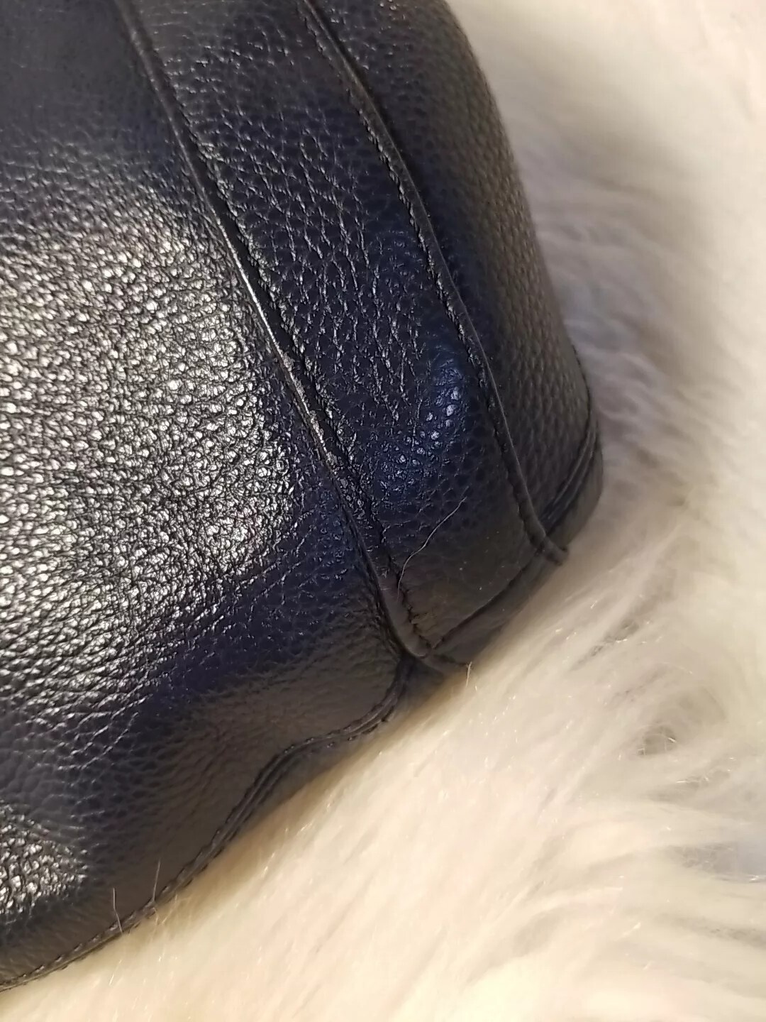 Onna Ehrlich Rachel Bag Blue Pebbled Leather Large 11×22! Crossbody Tassels!